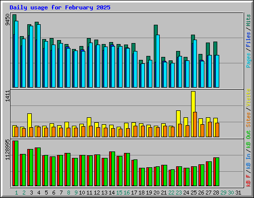 Daily usage for February 2025