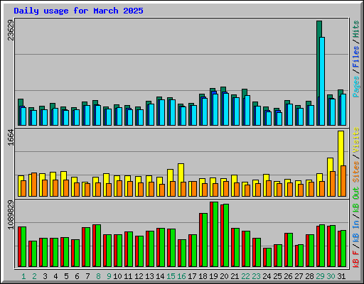 Daily usage for March 2025