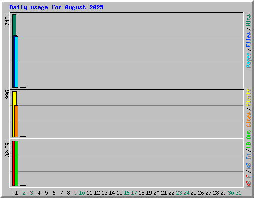 Daily usage for August 2025